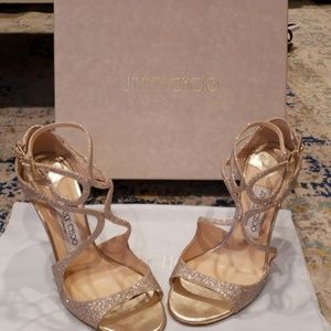 Jimmy Choo Lang Glittered Strappy Sandal